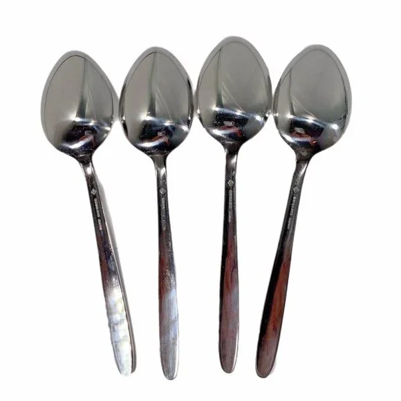 Set 4 Large Spoons Imperial Int'l Stainless Ivy Pattern Japan Cutlers Guild Ltd - Picture 2 of 7
